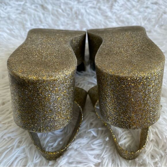 Melissa Mar Platform Jelly Sandals in Gold and Silver Glitter Size 7 - Picture 10 of 11